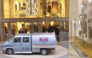 Vi har fått äran att leverera och montera glasräcken med borstade rostfria stolpar och klämfästen samt 9 mm lamellglas till NK